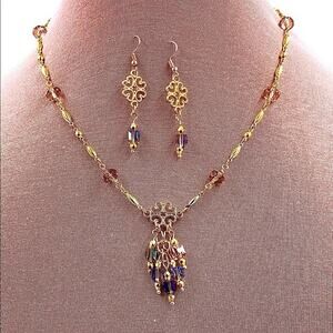 Gold - crystals chandelier‎ artesian  necklace